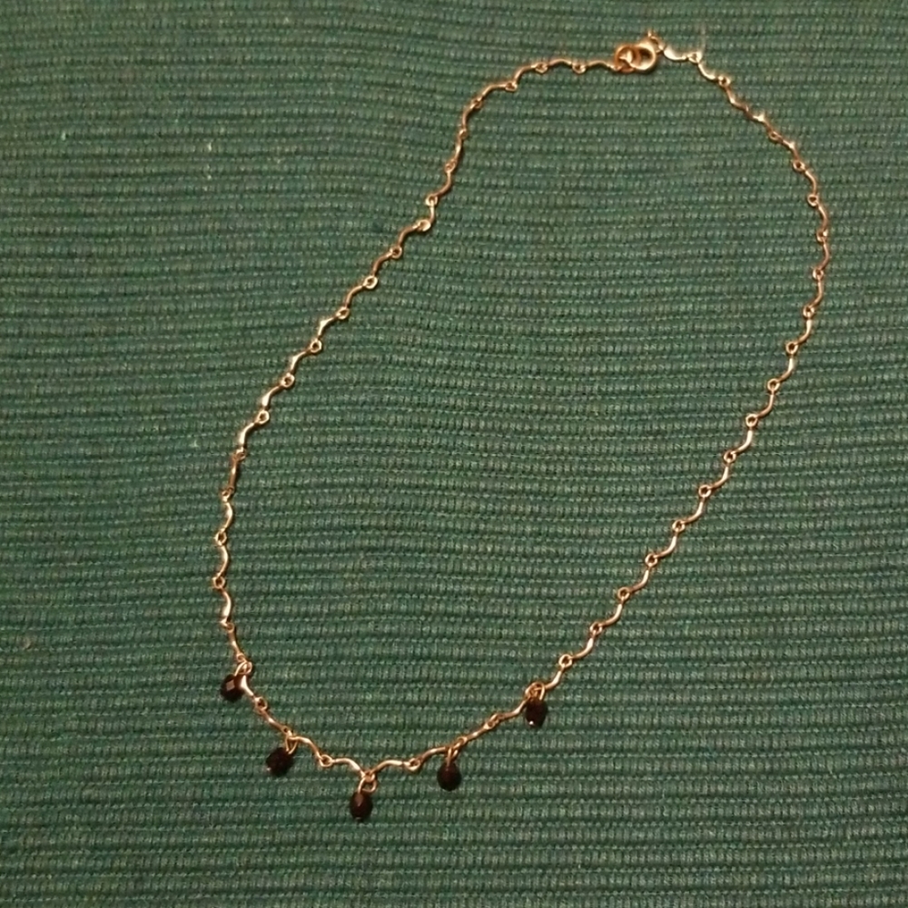 Sliver with black beads Choker necklace